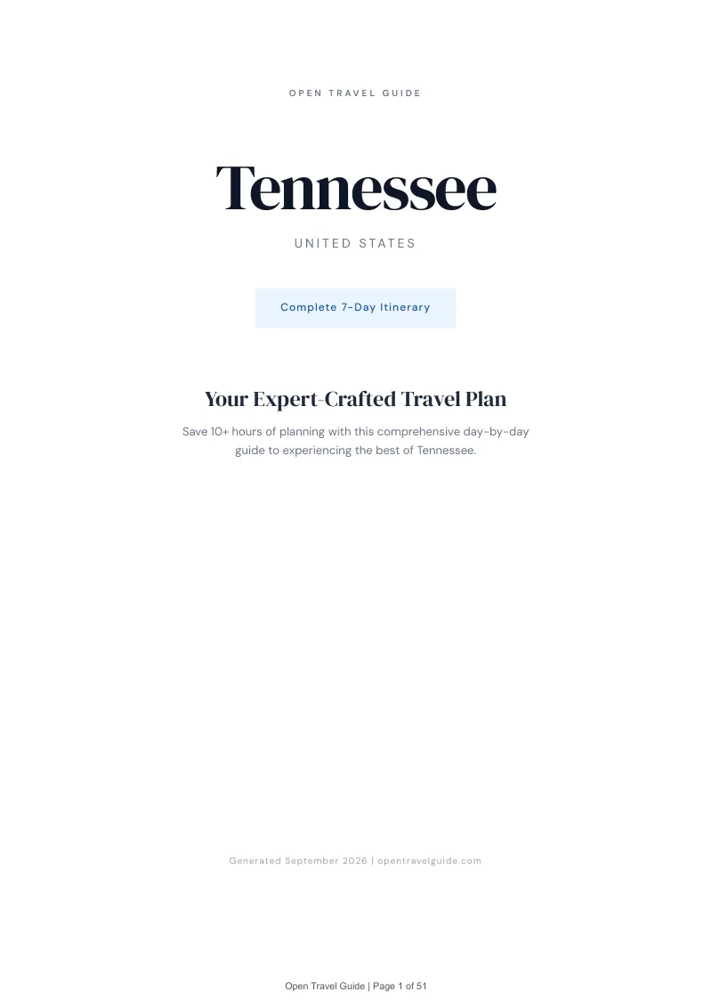 Tennessee Complete Travel Bundle: 7-day itinerary · Cover