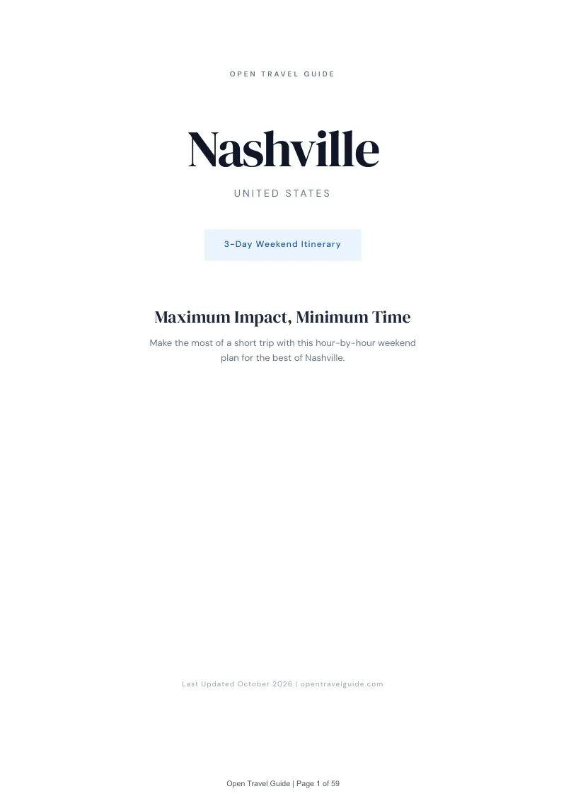 Nashville 3-Day Weekend Itinerary: Cover