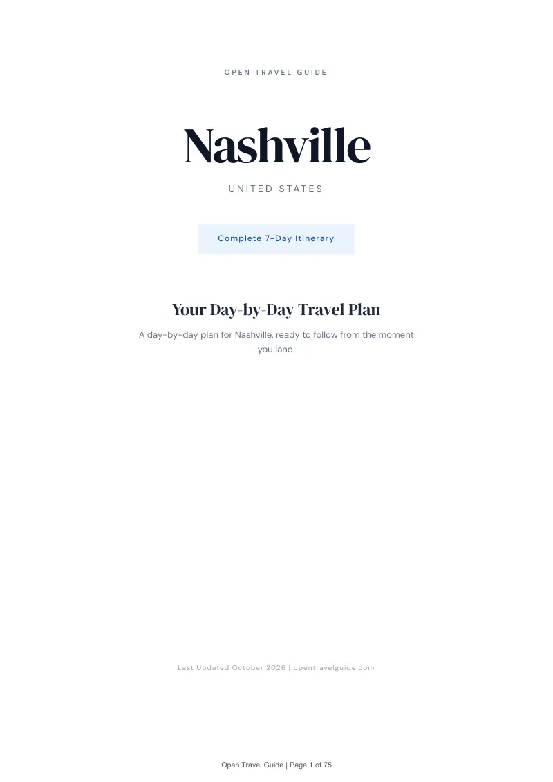 Nashville 7-Day Itinerary: Cover