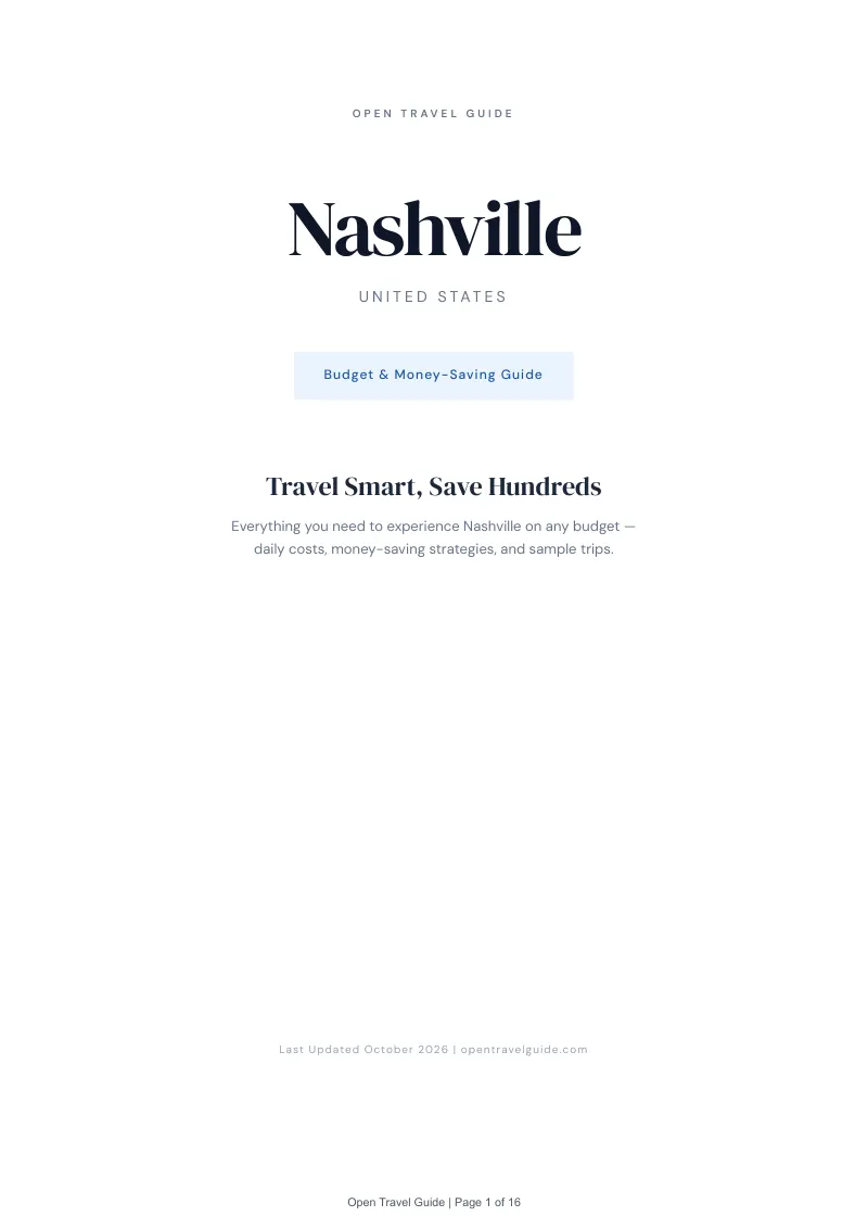 Nashville Budget & Money-Saving Guide: Cover