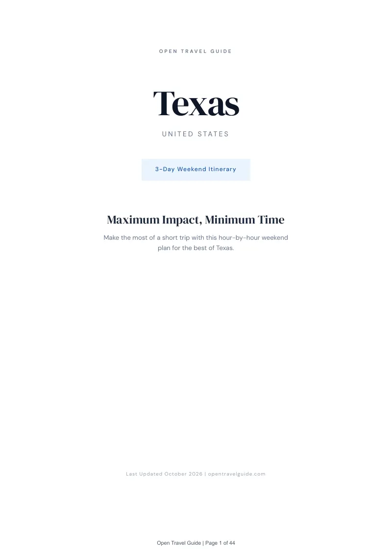 Texas 3-Day Weekend Itinerary: Cover