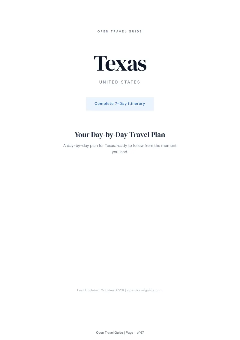 Texas 7-Day Itinerary: Cover