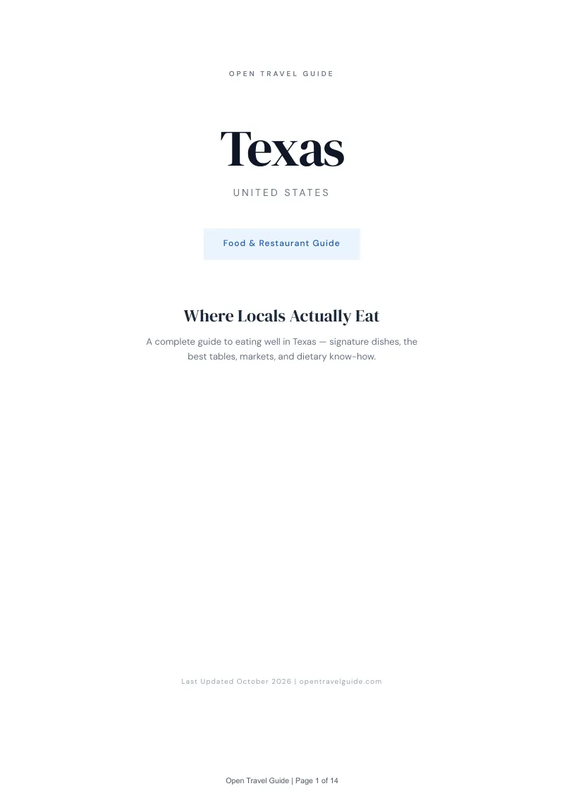 Texas Food & Restaurant Guide: Cover