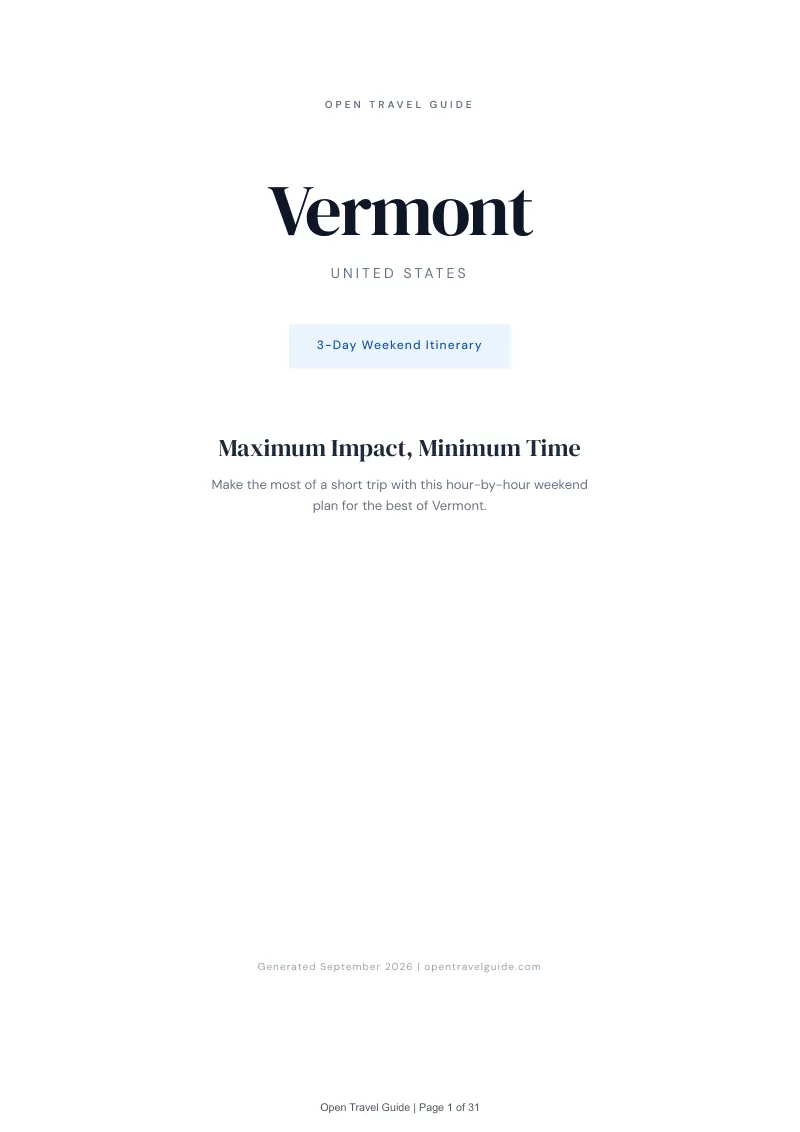 Vermont Complete Travel Bundle: 3-day itinerary · Cover