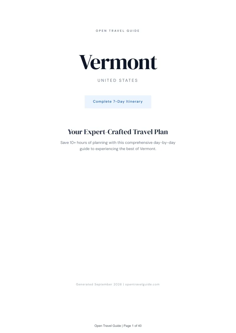 Vermont Complete Travel Bundle: 7-day itinerary · Cover