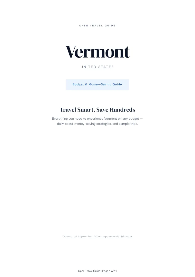 Vermont Complete Travel Bundle: Budget guide · Cover