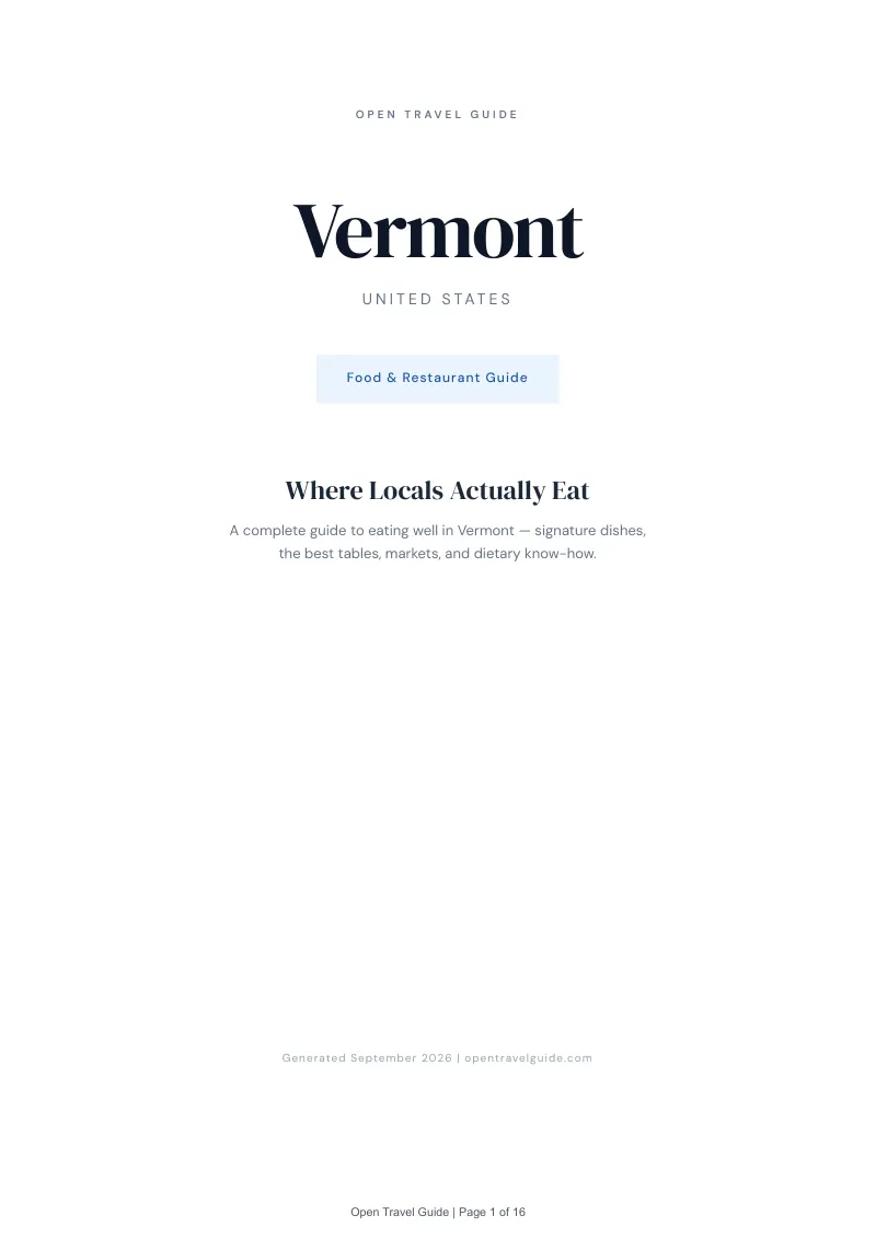 Vermont Complete Travel Bundle: Food guide · Cover