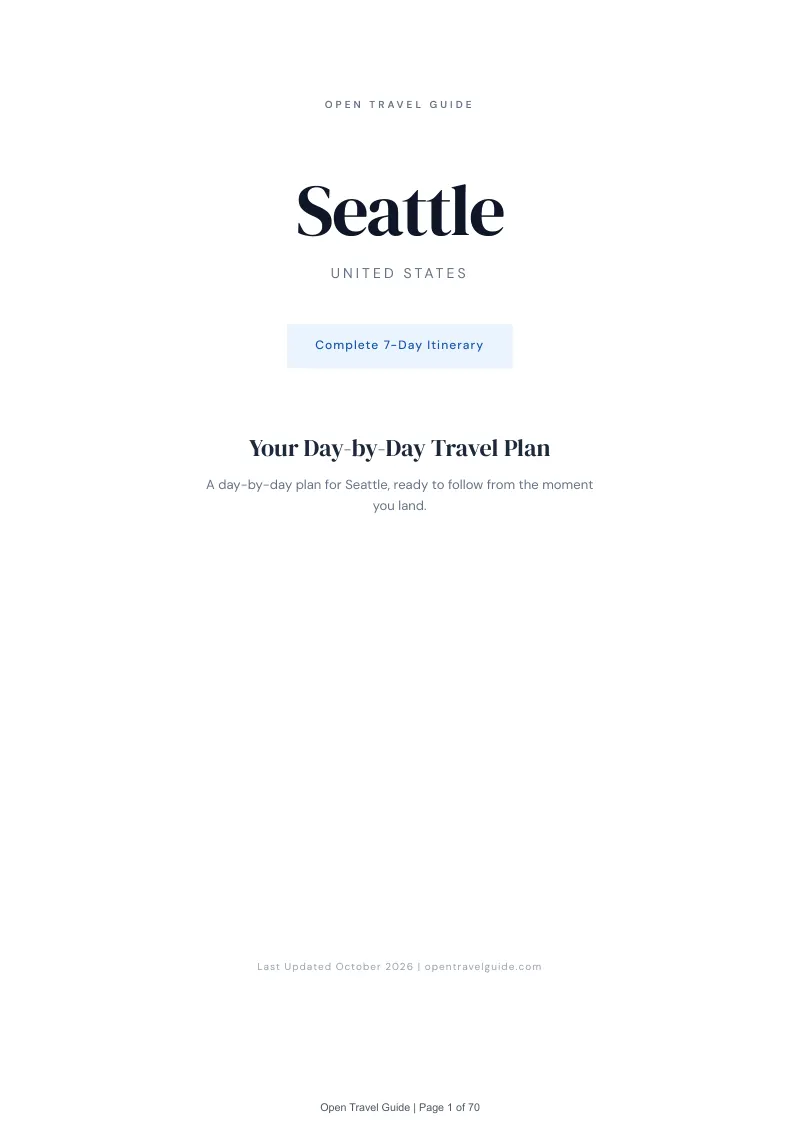 Seattle 7-Day Itinerary: Cover