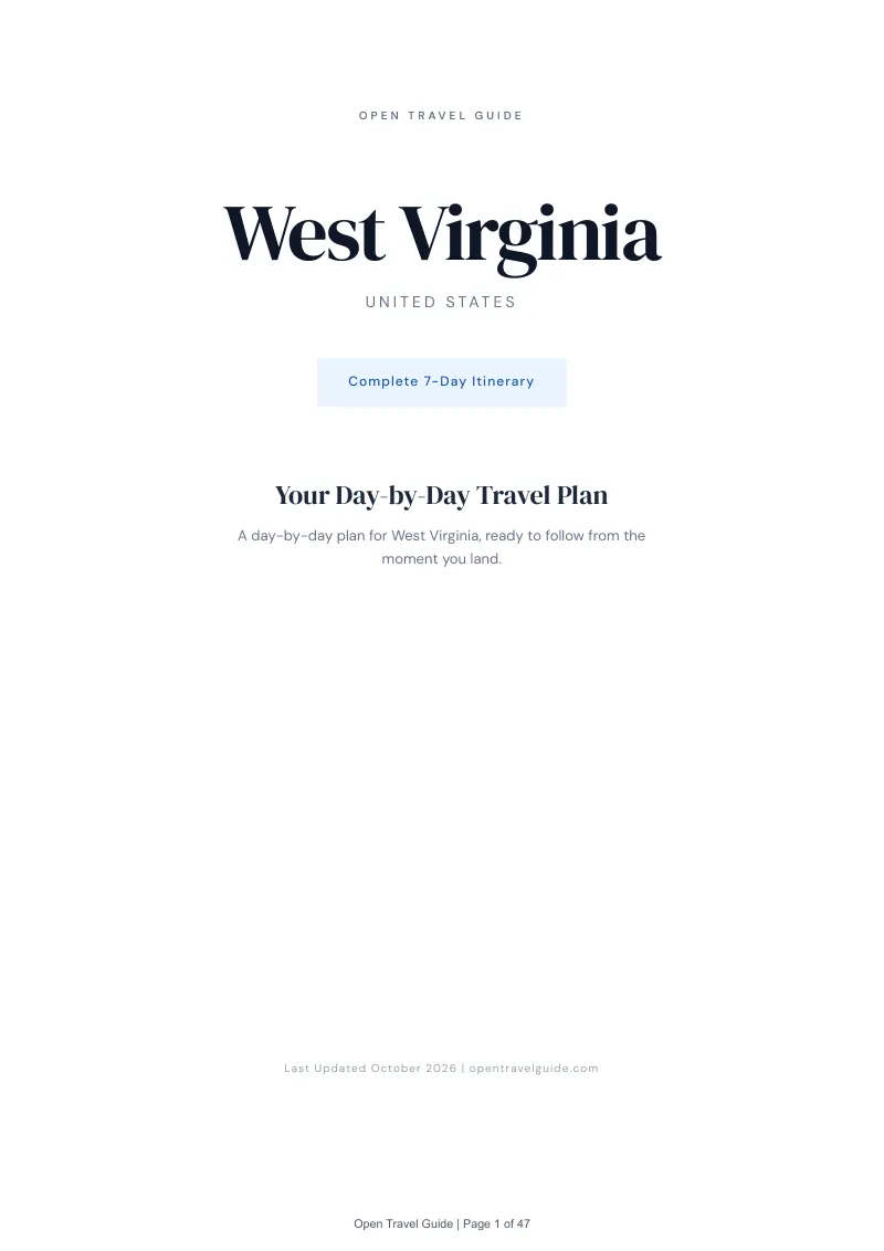 West Virginia 7-Day Itinerary: Cover