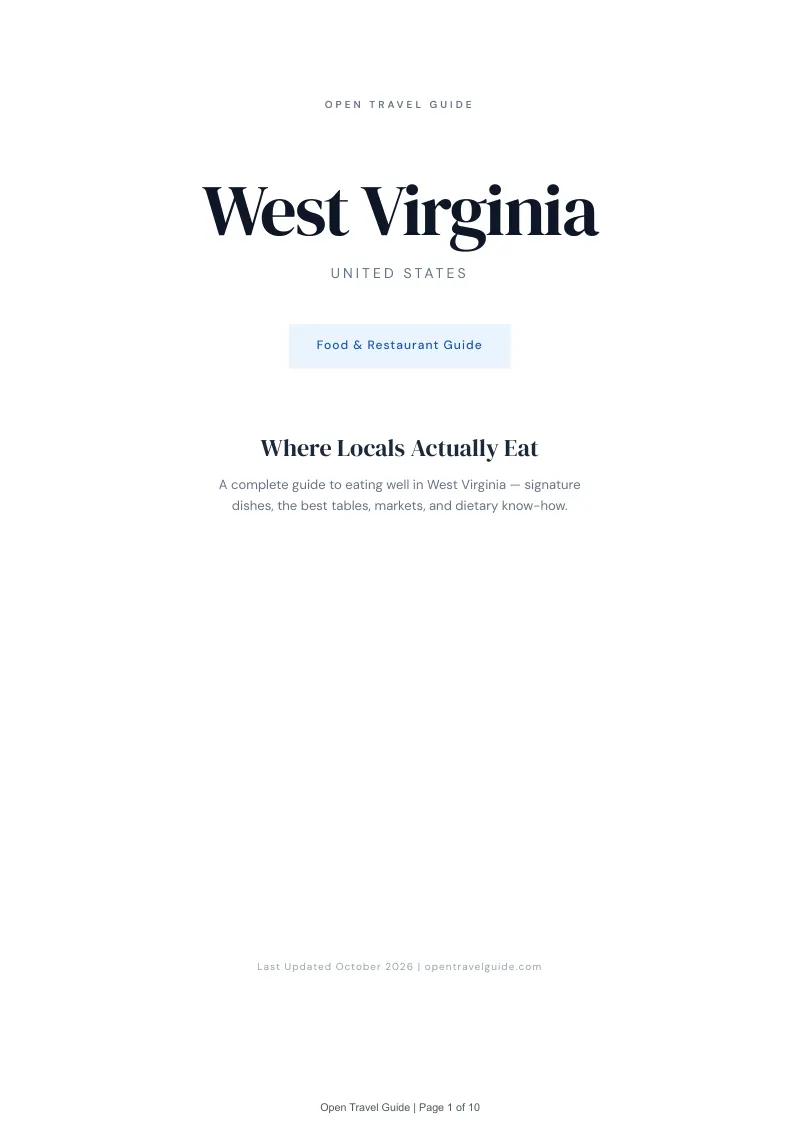 West Virginia Food & Restaurant Guide: Cover