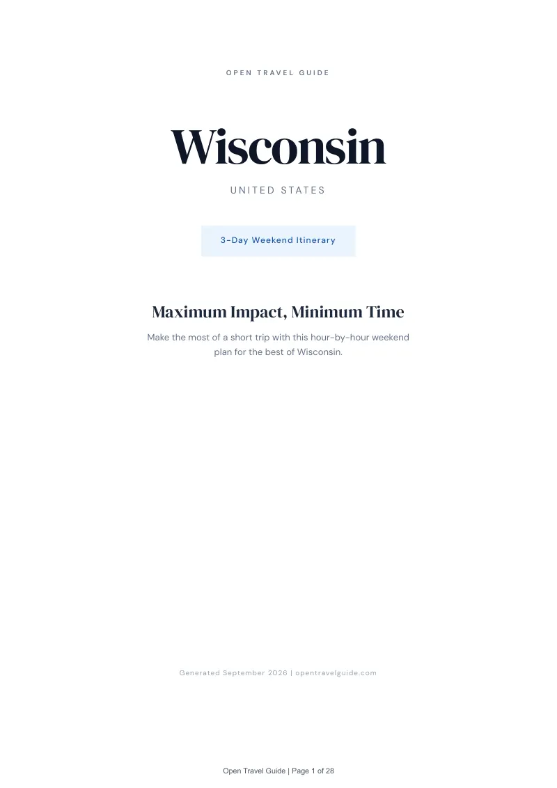 Wisconsin Complete Travel Bundle: 3-day itinerary · Cover