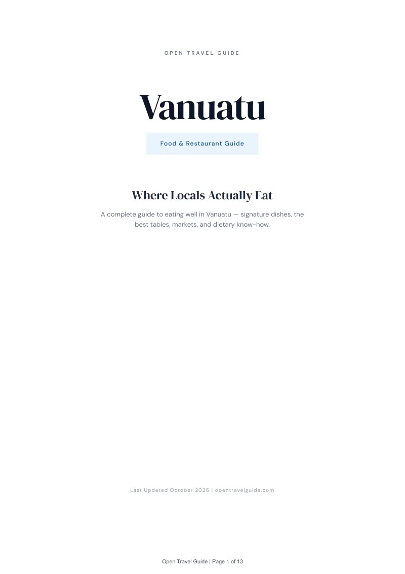 Vanuatu Food & Restaurant Guide: Cover