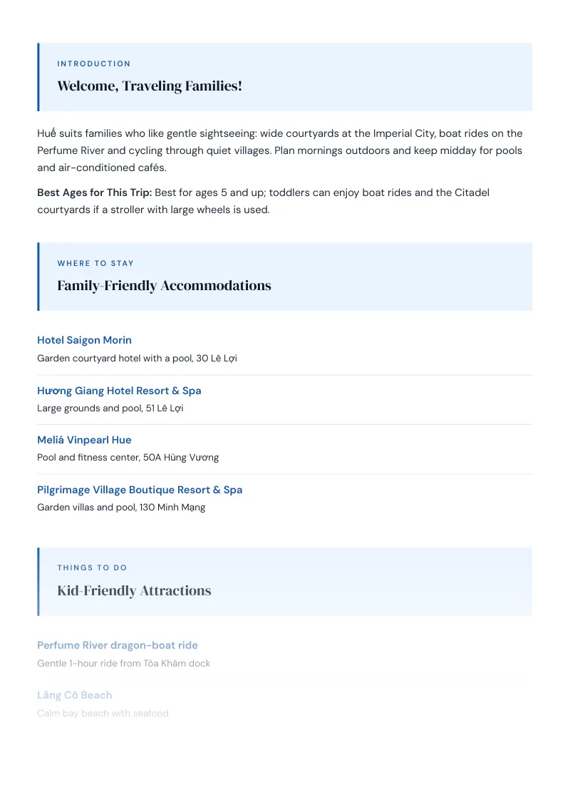 Thừa Thiên Huế Complete Travel Bundle: Family guide · Kid-Friendly Attractions