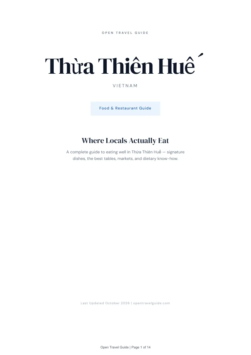 Thừa Thiên Huế Food & Restaurant Guide: Cover