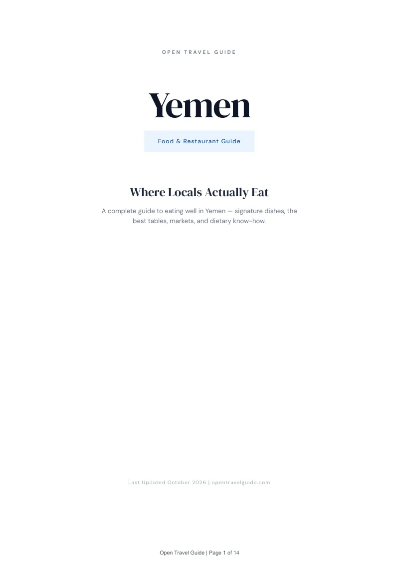 Yemen Food & Restaurant Guide: Cover