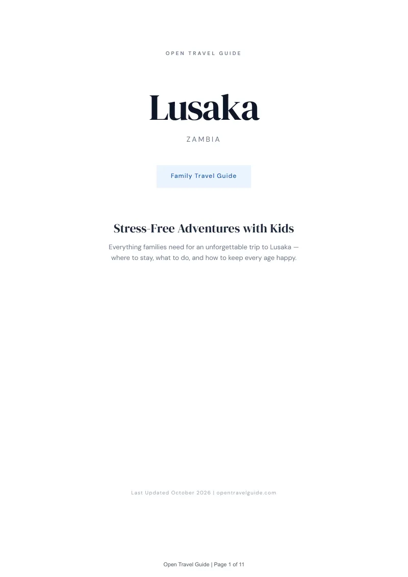 Lusaka Family Travel Guide: Cover