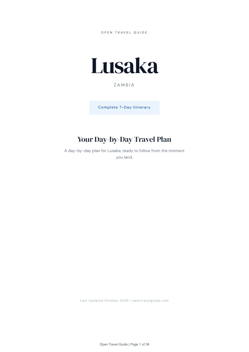 Lusaka 7-Day Itinerary: Cover