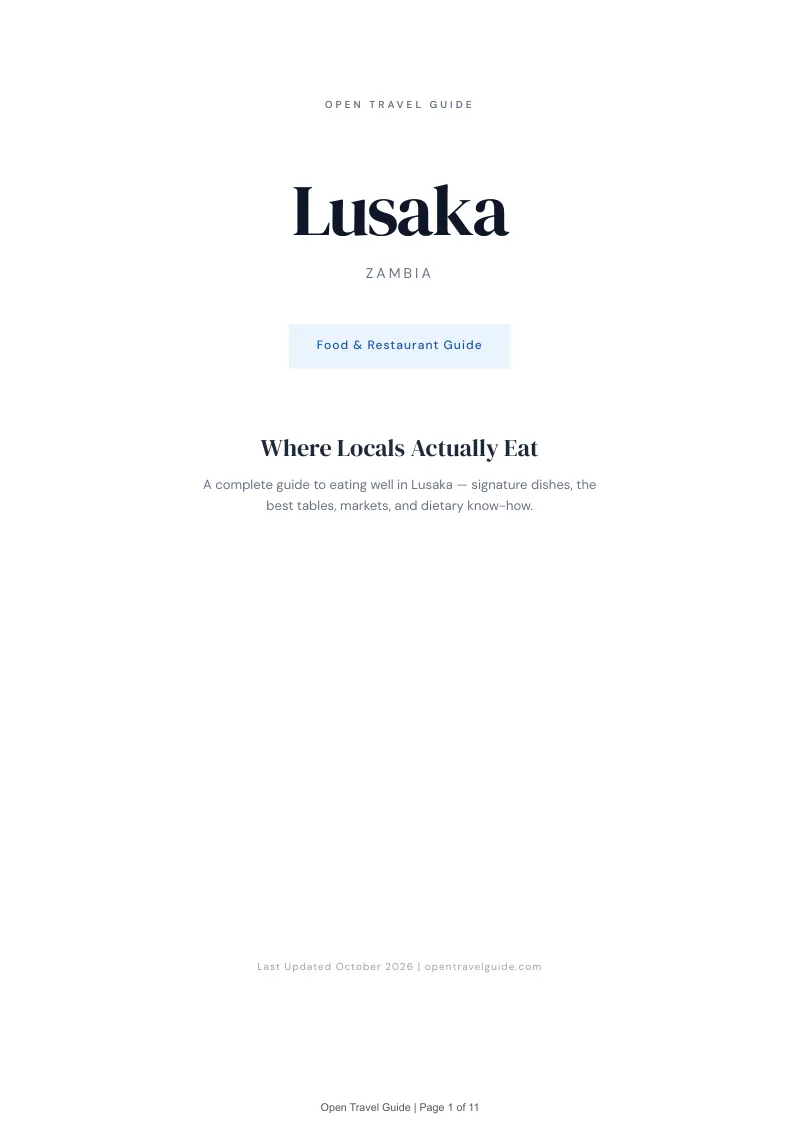 Lusaka Food & Restaurant Guide: Cover