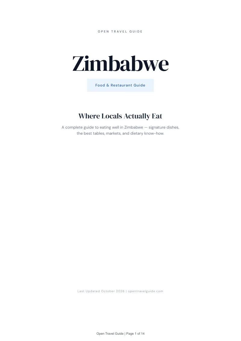 Zimbabwe Food & Restaurant Guide: Cover